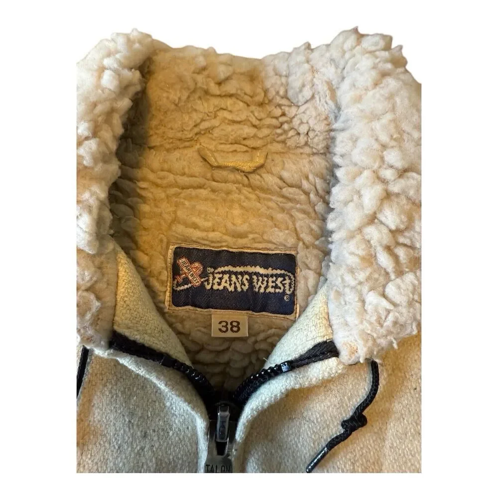 Vintage Jeans West Wool Sherpa Lined Women’s Hooded Jacket Sz 38